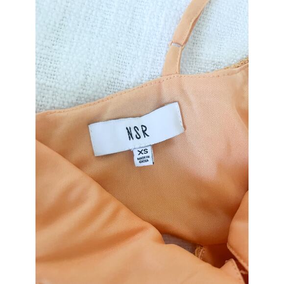 NSR | Lace Cut-Out Peek-a-Boo Midi Dress | Pastel Orange | Sz XS - Picture 8 of 10